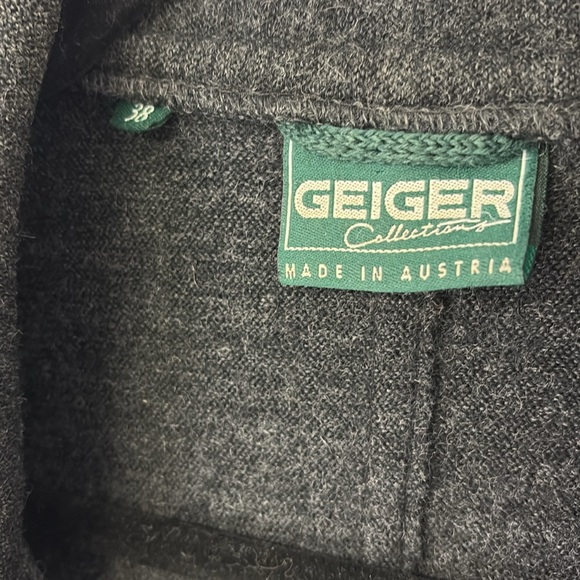 Vintage Geiger Collections Austria Grey Wool Jacket Sweater SzL - Picture 6 of 8